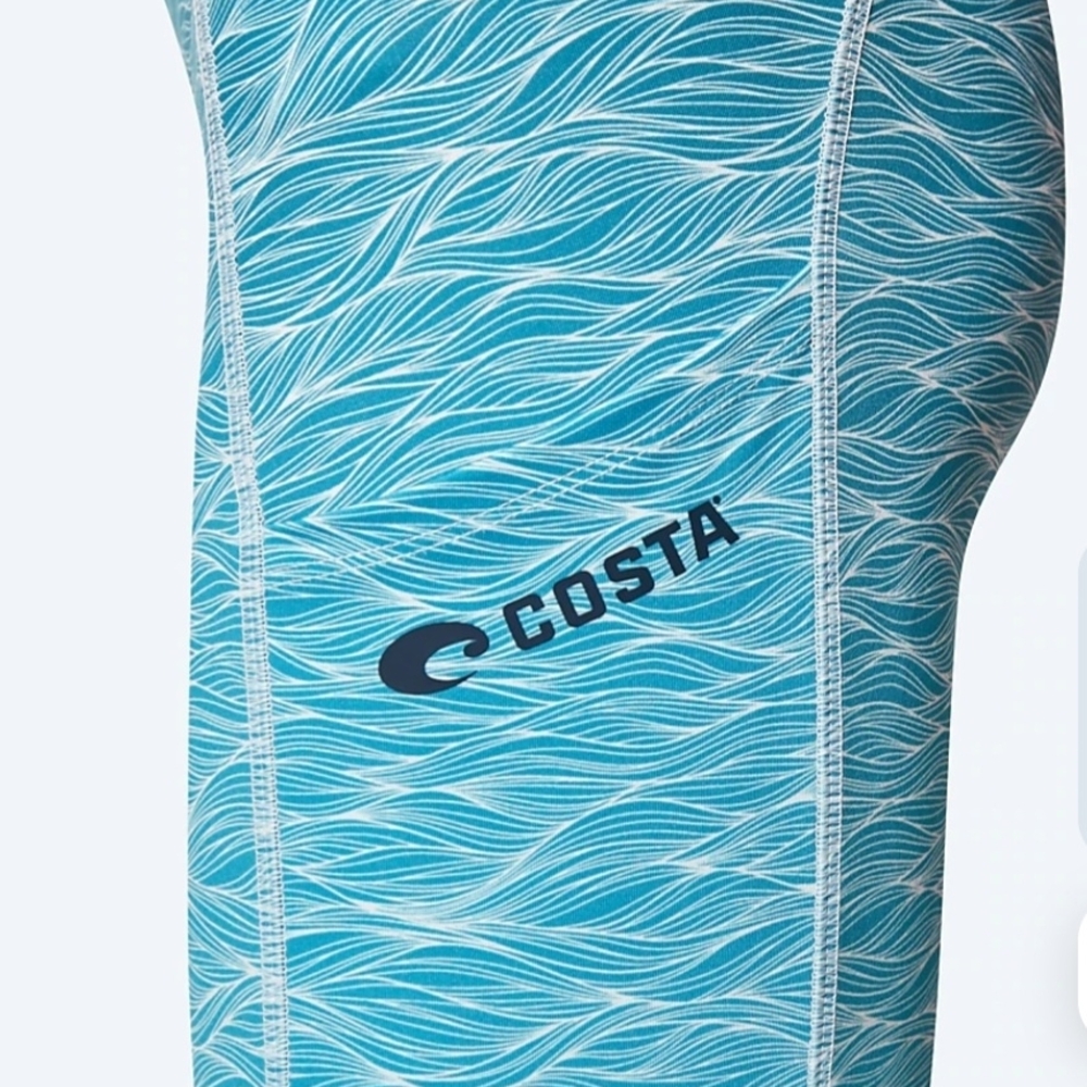 NWT!! Costa Women's Turquoise Wave Pattern Leggings Swells Gradient Size Xsmall